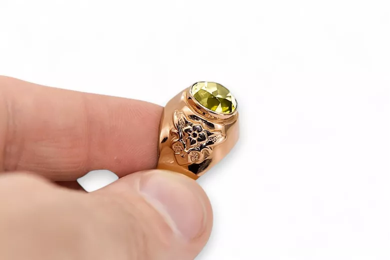 Yellow Peridot Original Vintage 14K Rose Gold Ring Vintage style vrc078r